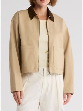 Lucky Brand Women’s Tan Jacket with Brown Collar